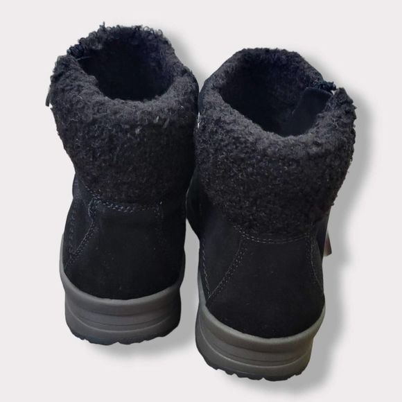 Land's End Black Suede & Fleece Zip Ankle Boots Womens Size 6B - Picture 6 of 9